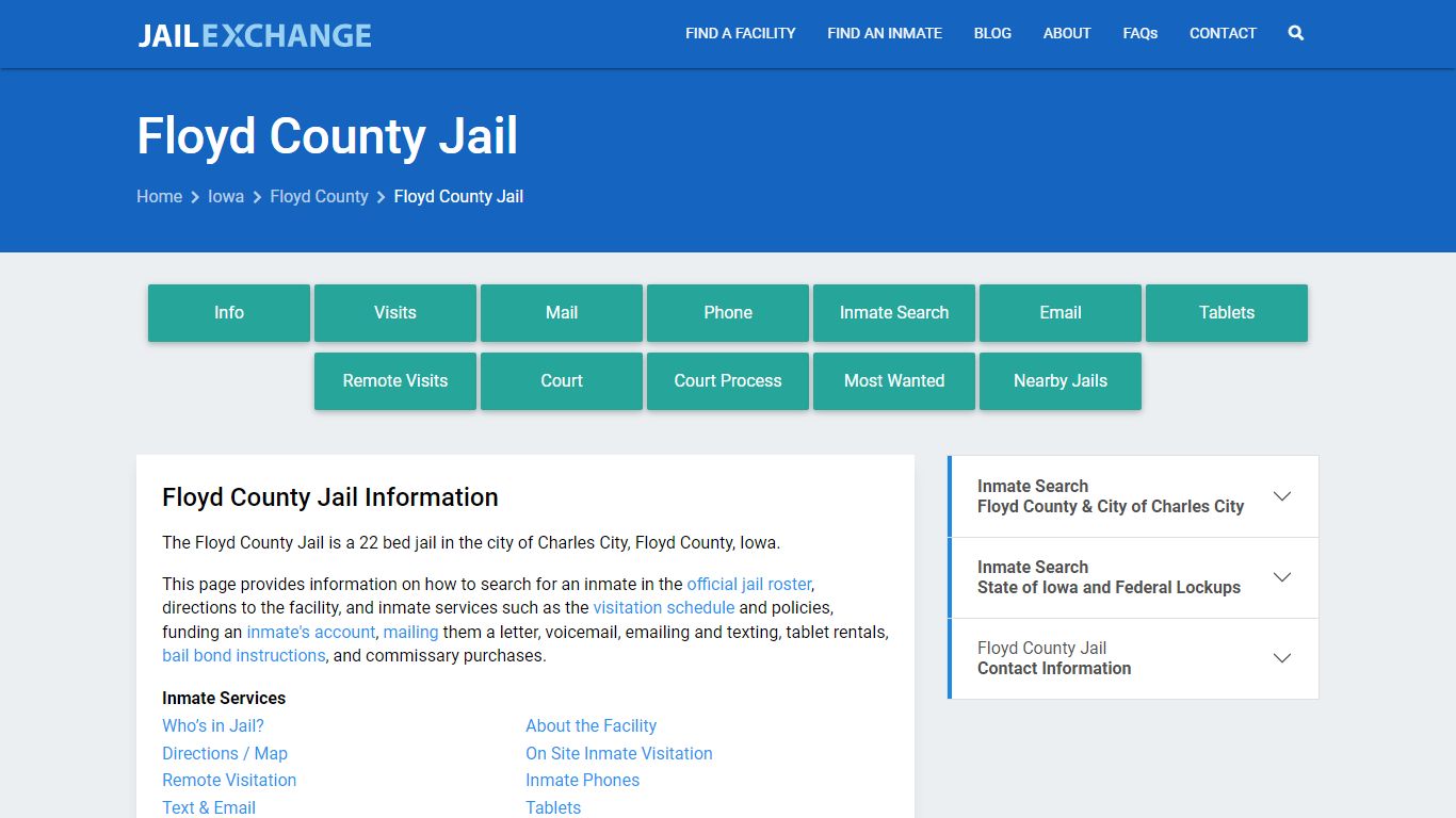 Floyd County Jail, IA Inmate Search, Information