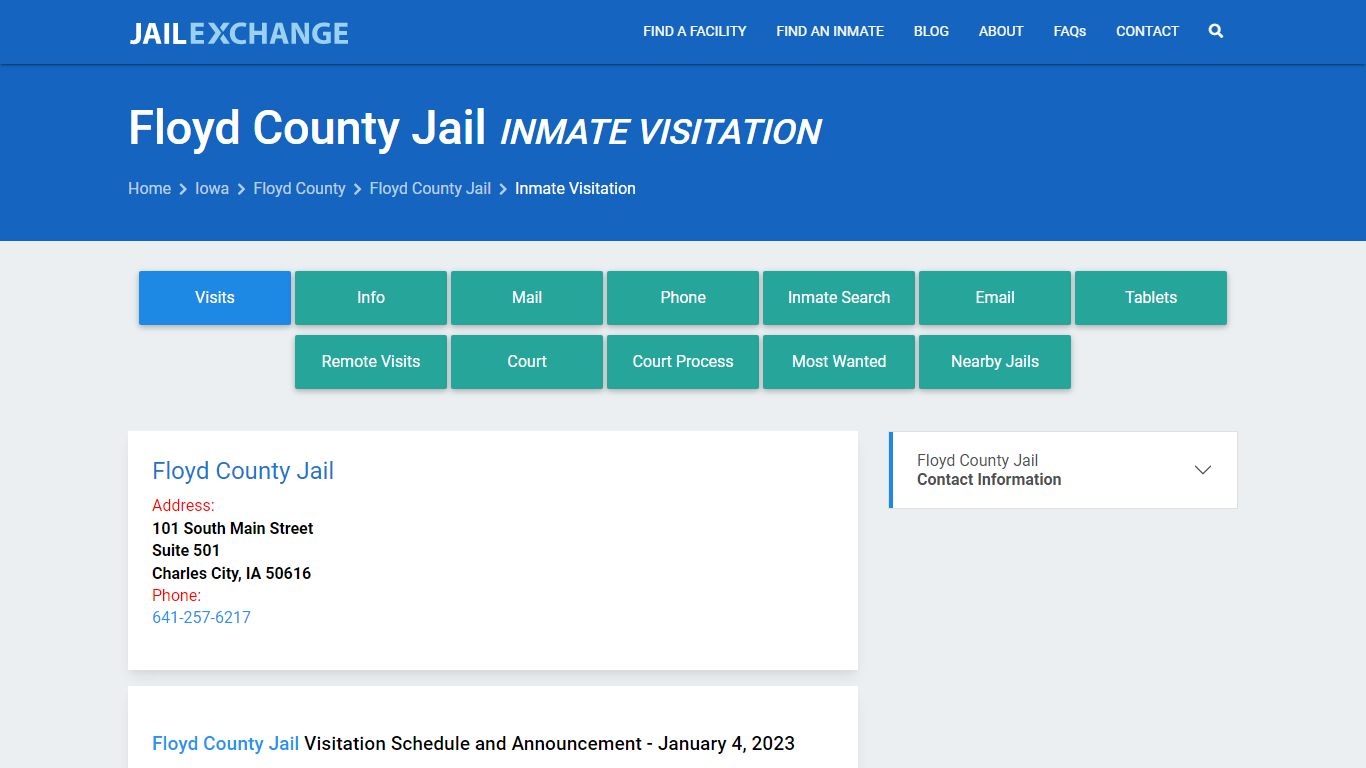 Inmate Visitation - Floyd County Jail, IA - Jail Exchange